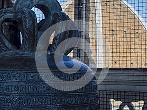 Bell inside florence giotto tower detail near Cathedral Santa Maria dei Fiori, Brunelleschi Dome Italy