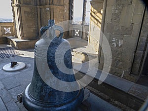 Bell inside florence giotto tower detail near Cathedral Santa Maria dei Fiori, Brunelleschi Dome Italy