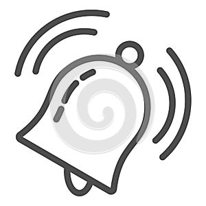 Bell line icon. Bell ring, morning alarm signal. School vector design concept, outline style pictogram on white