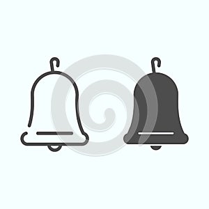 Bell line and solid icon. School handbell vector illustration isolated on white. Message chat notifications outline