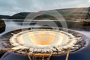 Bell mouth Overflow Plug Hole at Ladybower Reservoir