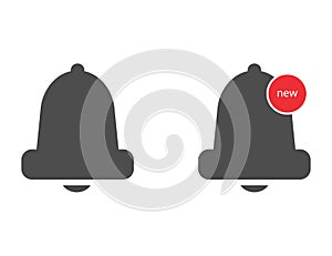 Bell notification icon. Alarm reminder logo in dark flat design. Alert notice of phone or smartphone. Event ring symbol