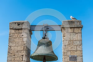 Bell from Notre Dame de Paris isolated on white. Now is in Chersonese, Ukraine, Sevastopol