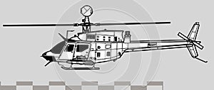Bell OH-58 Kiowa. Vector drawing of reconnaissance helicopter.