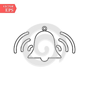 Bell outline icon vector, Alarm, handbell line isolated sign.