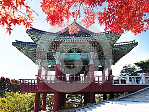 Bell pavilion at Seokguram Grotto in Gyeongju, South Korea.