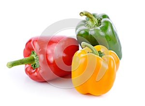 closeup bell pepers on white background