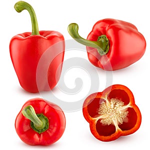 Bell pepper Isolated on white background. Collection Set.