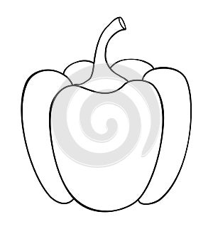 Bell pepper outline icon. Paprika vector illustration isolated on white. Coloring book page for children