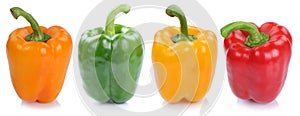 Bell pepper paprika collection side view in a row vegetables iso