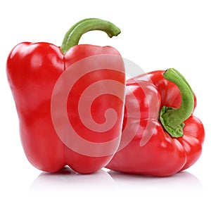 Bell pepper peppers paprika paprikas red isolated on white
