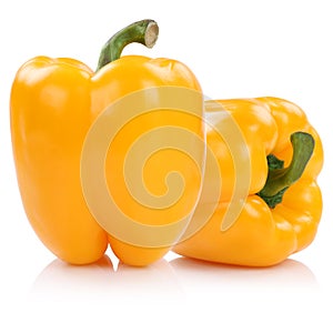 Bell pepper peppers paprika paprikas yellow isolated on white