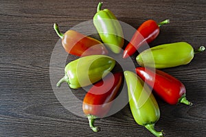 Bell pepper in a plate on a wooden table