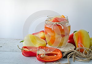 Bell pepper preserved in a glass jar