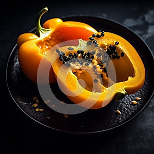Bell Pepper Slices on silver plate