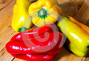 bell pepper on a wooden dish background