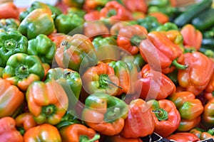 Bell Peppers in a Market Stall