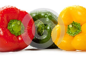 Bell peppers with water droplets