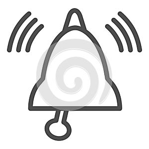 Bell ringing line icon. Alarm the fire brigade outline style pictogram on white background. Firefighter signal for