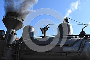 A bell ringing on a steam locomotive