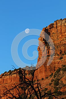 Bell Rock with Moon near Sedona, AZ