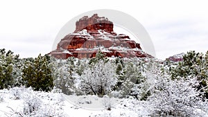 Bell Rock in the Snow. Sedona in Winter