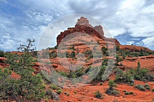 Bell Rock State Park with Schnebly Red Rock Sandstone Formation in the Southwest Desert Landscape near Sedona, Arizona