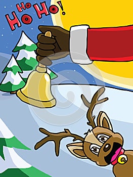 The bell in Santa Claus's hand vibrate. photo