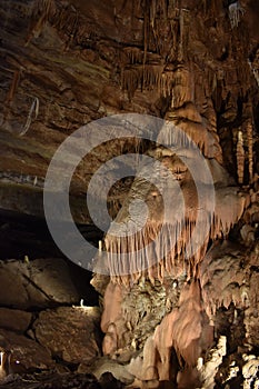 A bell shape cave formation in crystal dome cavern, Arkansas