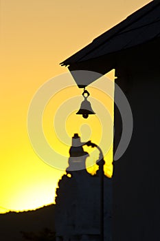 Bell silhouette Hindu temple