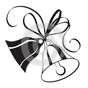 Bell sketch for Christmas or wedding with bow photo