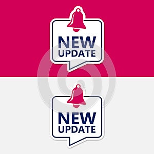 Bell sticker flat design banner for new update