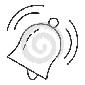 Bell thin line icon. Bell ring, morning alarm signal. School vector design concept, outline style pictogram on white