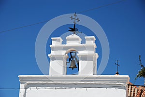 Bell on top of the Church of our lady of Los Remedios , Mijas, Spain.
