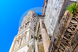 Bell tower in ancient town Split, Croatia.