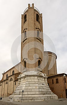 Bell tower and apse of san Cassiano cathedral, Comacchio, Italy