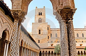 The bell tower through the arch