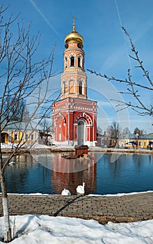 The bell tower of the ascension of David Desert Chekhov district of Russia, historical and cultural monuments of