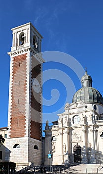 bell tower of Basilica of Berico Mount in Vicenza City in Italy photo