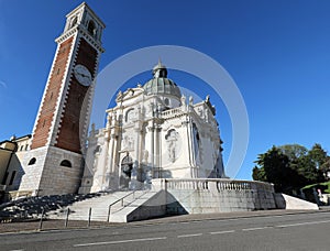 Bell tower and the Basilica of Berico Mount in Vicenza City in V photo