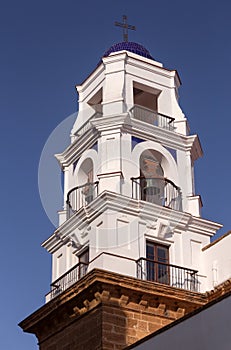 Bell tower of the Cathedral of the Holy Cross in Cadiz early in the morning