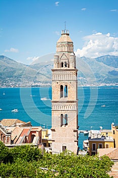 Bell tower of the Cathedral `Holy Mary assumed into heaven`, Gaeta. Italy