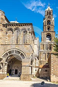 Bell tower of cathedral Notre Dame de Puy in Le puy en Velay - France