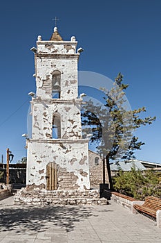 Bell Tower of the Church Campanario de San Lucas at Toconao Village Main Square - Toconao, Atacama Desert, Chile