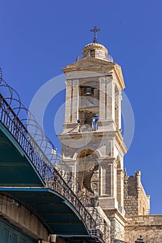 Bell Tower at Church of Nativity, Betlehem, Palestine photo