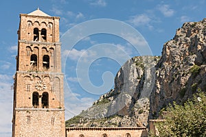 Bell tower of Church of Our Lady of the Assumption at Moustiers Sainte Marie, France