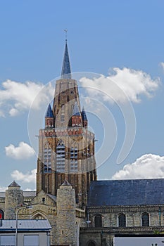 Bell tower of the church of Our Lady or Ã‰glise Notre-Dame in Calais, France