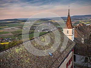 Bell tower of the church of Regensberg near Zurich -