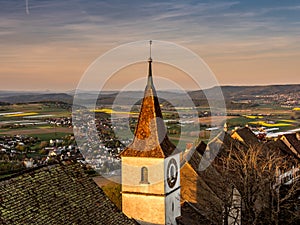 Bell tower of the church of Regensberg near Zurich -