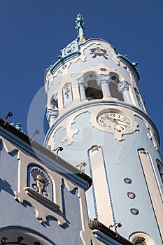 Bell tower of Church of Saint Elizabeth Hungarian also called Blue Church
